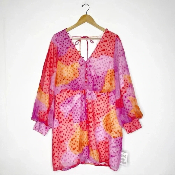 ASOS Printed Button Front Long Sleeve Dress Size 12 NWT - Picture 2 of 12